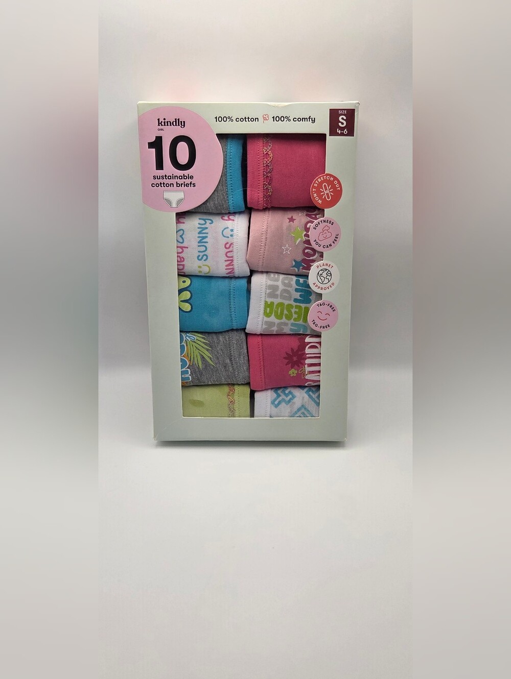 Kindly Girls 10 Pack Cotton Briefs S 4-6 Sustainable Underwear